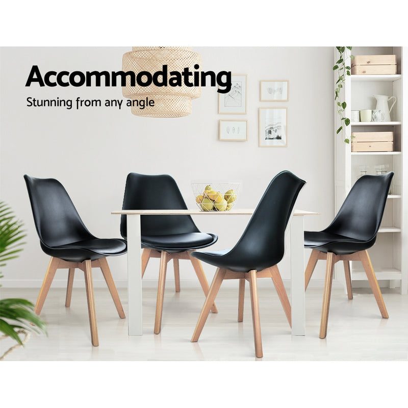 Set of 4 Padded Dining Chair - Black