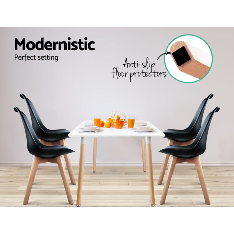 Set of 4 Padded Dining Chair - Black