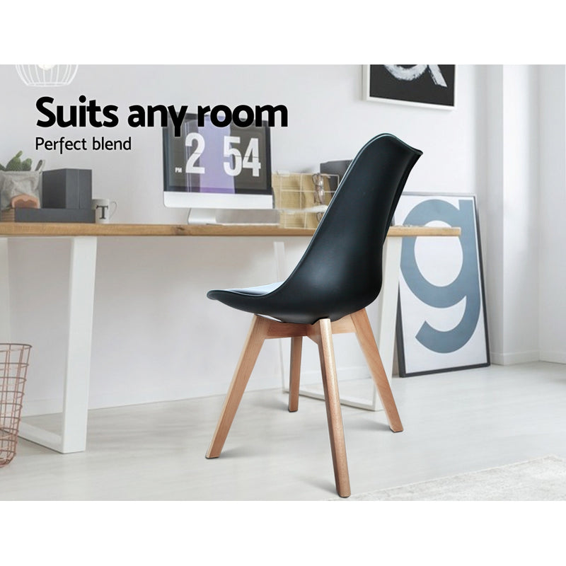 Set of 4 Padded Dining Chair - Black