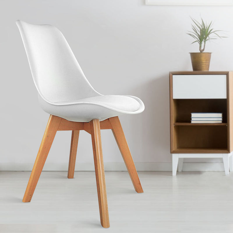 Set of 2 Padded Dining Chair - White