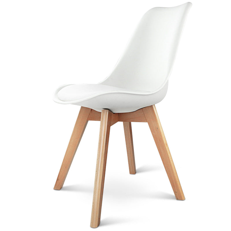 Set of 4 Padded Dining Chair - White