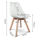 Set of 4 Padded Dining Chair - White