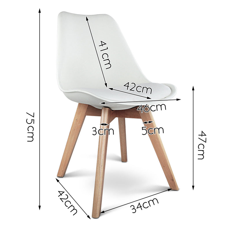 Set of 4 Padded Dining Chair - White