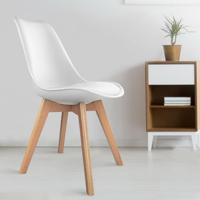 Set of 4 Padded Dining Chair - White