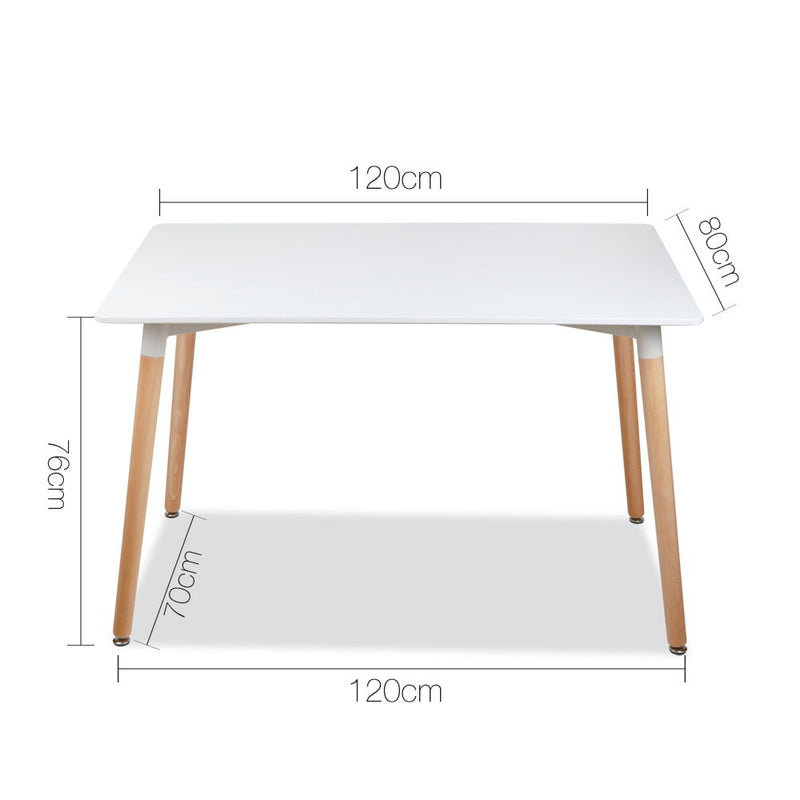 Dining Table 6 Seater Replica DSW Eiffel Cafe Kitchen White 120cm