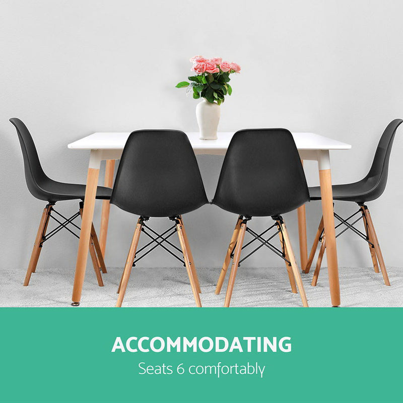 Dining Table 6 Seater Replica DSW Eiffel Cafe Kitchen White 120cm