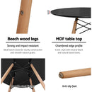 Dining Table 4 Seater Round Replica DSW cafe Kitchen Timber Black 90cm