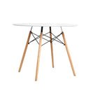 Dining Table Round 4 Seater Replica Tables Cafe Timber White 90cm