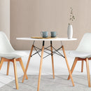 Dining Table Round 4 Seater Replica Tables Cafe Timber White 90cm