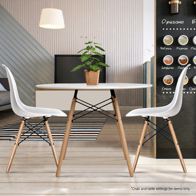 Dining Table Round Replica DSW Eiffel Cafe Kitchen Wood White 80cm