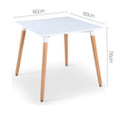 Dining Table 4 Seater Square Replica DSW Cafe Kitchen White 80cm