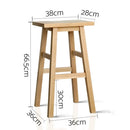 Set of 2 Wooden Backless Bar Stools - Natural