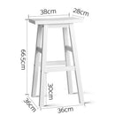 Set of 2 Wooden Backless Bar Stools - White