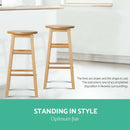 Set of 2 Beech Wood Backless Bar Stools - Natural