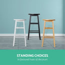 Set of 2 Beech Wood Backless Bar Stools - Natural