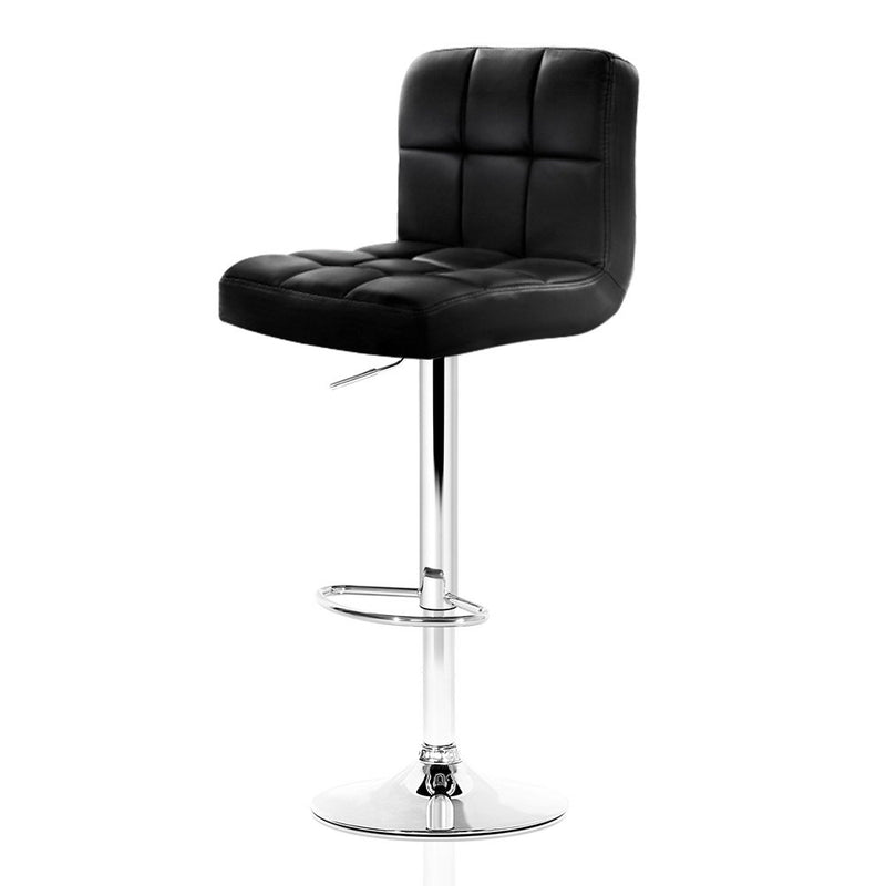 set of 4 Leather Bar Stools NOEL Kitchen Chairs Swivel Bar Stool Gas Lift Black