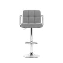 Set of 2 Bar Stools Kitchen Bar Stool Chairs Gas Lift Swivel Fabric Chrome Grey