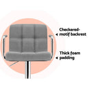 Set of 2 Bar Stools Kitchen Bar Stool Chairs Gas Lift Swivel Fabric Chrome Grey