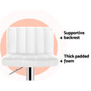 Set of 2 PU Leather Bar Stools Kitchen Chair Bar Stool White Como Gas Lift Swivel