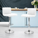 Set of 2 PU Leather Bar Stools Kitchen Chair Bar Stool White Como Gas Lift Swivel