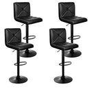Set of 4 Bar Stools PU Leather Chrome Kitchen Cafe Bar Stool Chair Gas Lift Black