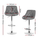 Set of 4 Kitchen Bar Stools Swivel Bar Stool PU Leather Gas Lift Chairs Grey