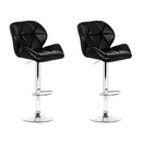 Sett of 2 Bar Stools Gas Lift Kitchen Swivel Chairs PU Leather Chrome Black
