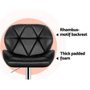 Sett of 2 Bar Stools Gas Lift Kitchen Swivel Chairs PU Leather Chrome Black