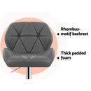 Set of 2 Bar Stools Gas Lift Kitchen Swivel Chairs PU Leather Chrome Grey