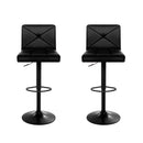 Set of 2 PU Leather Gas Lift Bar Stools - Black