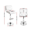 Set of 2 PU Leather Gas Lift Bar Stools - White