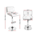 Set of 4 Bar Stools PU Leather Chrome Kitchen Bar Stool Chairs Gas Lift White