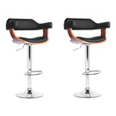 Set of 2 Wooden Bar Stools SELINA Kitchen Swivel Bar Stool Chairs PU Leather Black