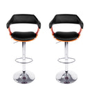 Set of 2 Wooden Bar Stools SELINA Kitchen Swivel Bar Stool Chairs PU Leather Black