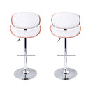 Set of 2 Wooden Gas Lift  Bar Stools - White