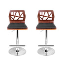 Set of 2 Wooden Gas Lift  Bar Stools - Black