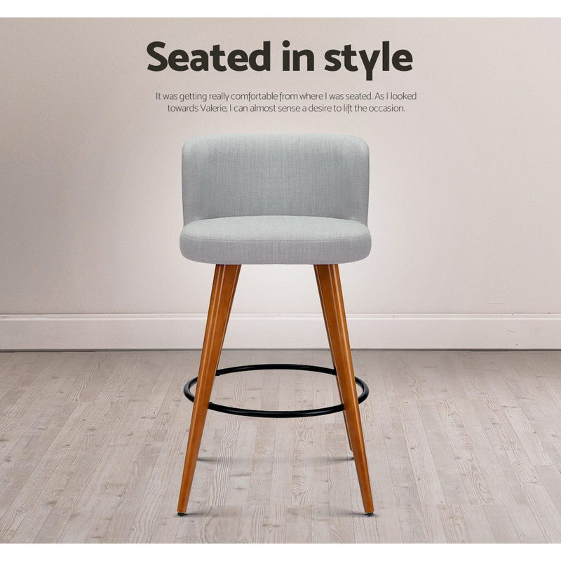 set of 4 Wooden Bar Stools Modern Bar Stool Kitchen Dining Chairs Cafe Grey