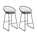 Set of 2 Nordic Bar Stools Metallic Bar Stool Kitchen Fabric Grey Black