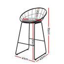 Set of 2 Nordic Bar Stools Metallic Bar Stool Kitchen Fabric Grey Black