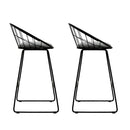 Set of 2 Nordic Bar Stools Metallic Bar Stool Kitchen Fabric Grey Black