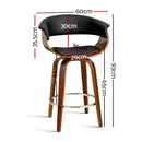 1x Swivel Bar Stools Wooden Bar Stool Kitchen Leather Black