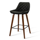 Set of 2 Kitchen Bar Stools Wooden Stool Chairs Bentwood Barstool PU Leather Black