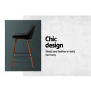 Set of 2 Kitchen Bar Stools Wooden Stool Chairs Bentwood Barstool PU Leather Black
