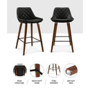 Set of 2 Kitchen Bar Stools Wooden Stool Chairs Bentwood Barstool PU Leather Black