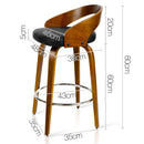 Set of 2 Wooden Bar Stools - Black