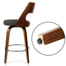 Set of 2 Wooden Swivel Bar Stools Kitchen Counter Barstool Charcoal Fabric