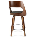Set of 2 Wooden Swivel Bar Stools Kitchen Counter Barstool Charcoal Fabric