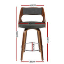 Set of 4 Wooden Bar Stools Swivel Bar Stool Kitchen Chairs Charcoal Fabric