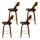 Set of 4 Wooden Bar Stools Swivel Bar Stool Kitchen Chairs Charcoal Fabric