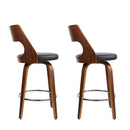 Set of 2 Wooden Bar Stools Swivel Bar Stool Kitchen Dining Chair Cafe Black 76cm
